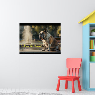 Poster L'élégance urbaine : le Bulldog anglais dans le pa