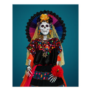 Poster L'élégante Catrina dans l'attrait traditionnel mex