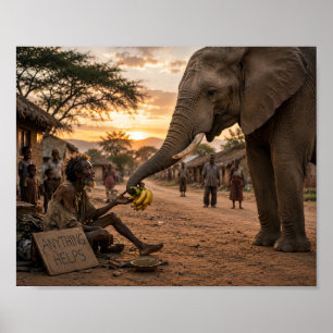 Poster L'Éléphant Qui Partagea Sa Nourriture