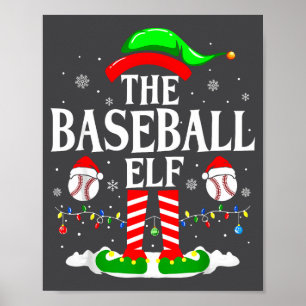 Poster L'Elf de Baseball Drôle Noël Srt Amoureux Xmas E
