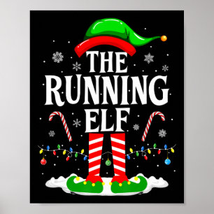 Poster L'Elf de Noël qui court Noël drôle Runner Christma