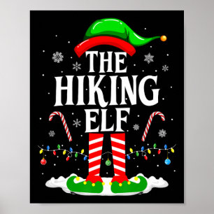 Poster L'elfe de randonnée Xmas drôle de groupe de famill