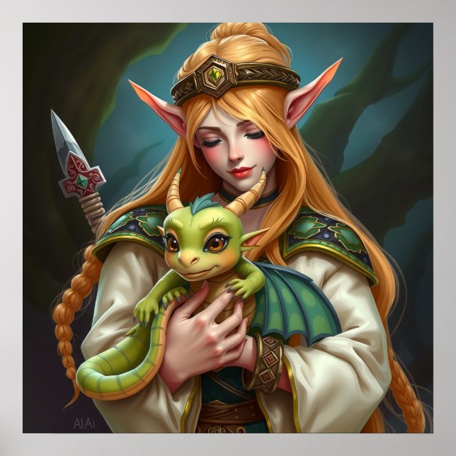 Poster L'elfe et le bébé dragon (Devant)
