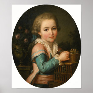 Poster Lemoine - Portrait d'un garçon nourrissant deux oi