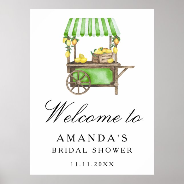 Poster Lemon Citrus - bridal shower welcome sign (Devant)