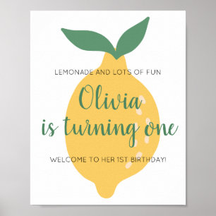 Poster Lemonade Turner un citron Bienvenue 1er anniversai
