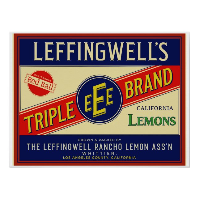 POSTER LÉMONS CALIFORNIENS DE LEFFINGWELL DE WHITTIER CA (Devant)