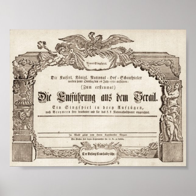 Poster L'enlèvement de l'opéra Serail Amadeus Mozart (Devant)