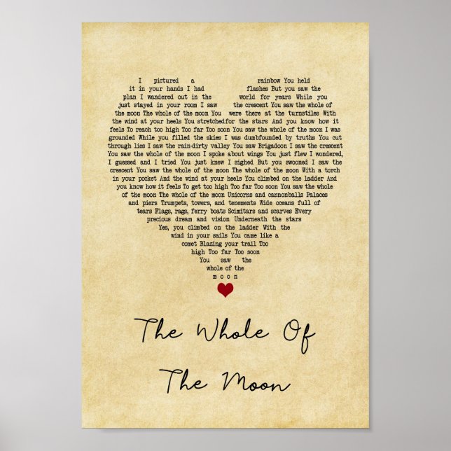 Poster L'Ensemble De La Lune Vintage Chanson De Coeur Lyr (Devant)