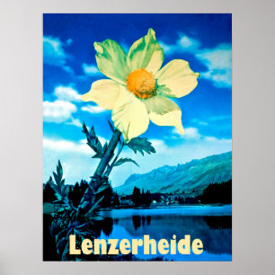 Poster Lenzerheide, Suisse, fleur d'été sur le lac