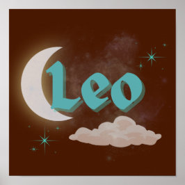 Poster Leo Celestial Moon Cloud Étoiles Astrologie Art