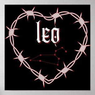 Poster Leo Constellation Art céleste gothique foncé