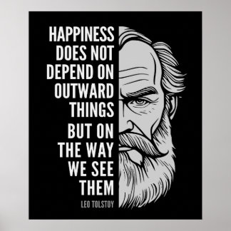 Poster Leo Tolstoï Citation Inspirationnelle : Bonheur