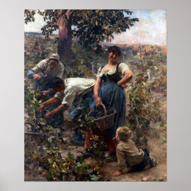 Poster Léon Augustin Lhermitte La récolte de raisins (Devant)