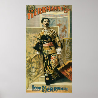 Poster Leon Herrmann Magicien Vintage