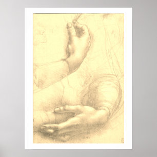 Poster Léonard de Vinci, Étude des mains d'une femme
