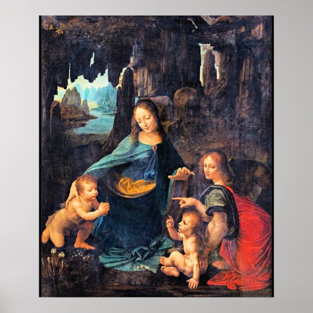 Poster Léonard de Vinci - La Vierge des Rochers, (Devant)
