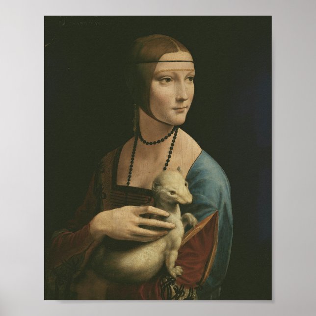 Poster Léonard de Vinci Lady avec une mine (Devant)