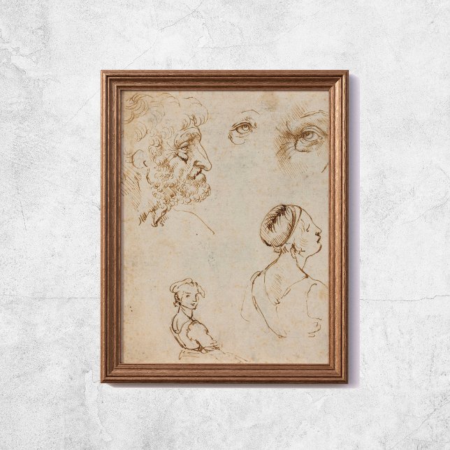 Poster Leonardo Da Vinci Croquis Art Célèbre (Leonardo Da Vinci Sketches Famous Art Poster
)