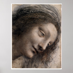 Poster Leonardo da Vinci la tête de la Vierge