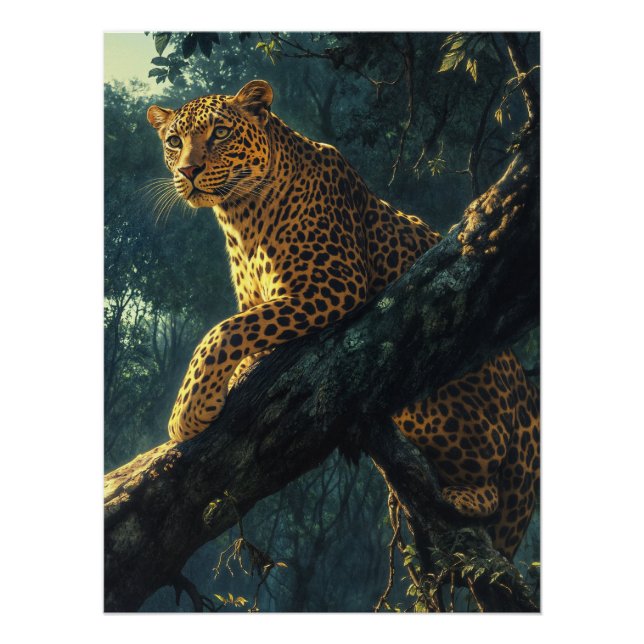 Poster Leopard à la veille (Devant)