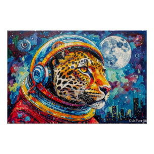 POSTER LÉOPARD ASTRONAUTE - RETOUR À LA MAISON 12