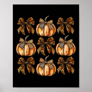 Poster Leopard Coquette Bow Citrouille Thanksgiving Autom