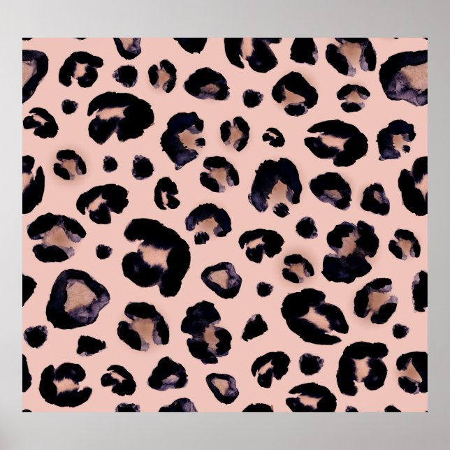 Poster Léopard De Neige, Texture Dessinée À La Main. (Devant)