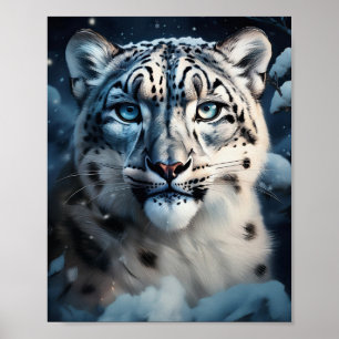 Poster Léopard des neiges dans la neige