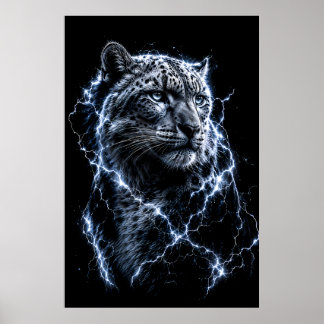 Poster Léopard des neiges électrique | Portrait de grand