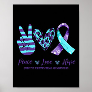 Poster Leopard Floral Ruban Paix Aimer Espoir Suicide Pré