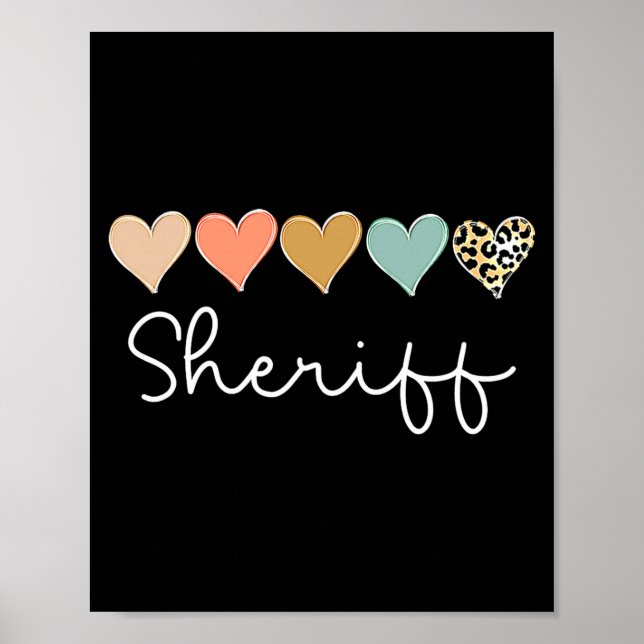 Poster Leopard Hearts Valentines Day For Team Sheriff Va  (Devant)