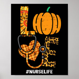 Poster Leopard Love Nurve Life Thanksgiving Scrub Top Fal