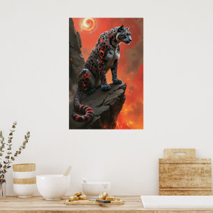 Poster Léopard majestueux sous ciel de feu
