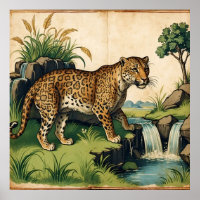 Leopard médiéval avec cascade Nature Art