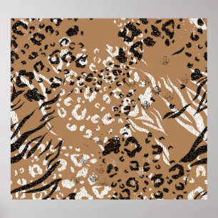 Poster Léopard moderne : motif de nature sauvage.