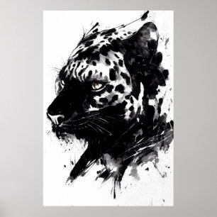 Poster Leopard Panther Wild Nature Free Spirit Art Brush
