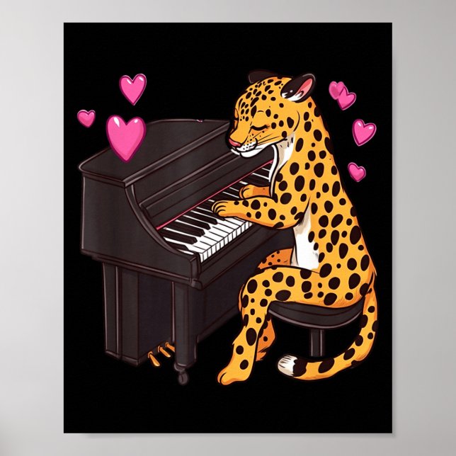 Poster Leopard Playing Ano Valentines Day Funny Leopard  (Devant)