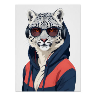 Poster Léopard portant Sweat - shirt à capuche drôle Cool