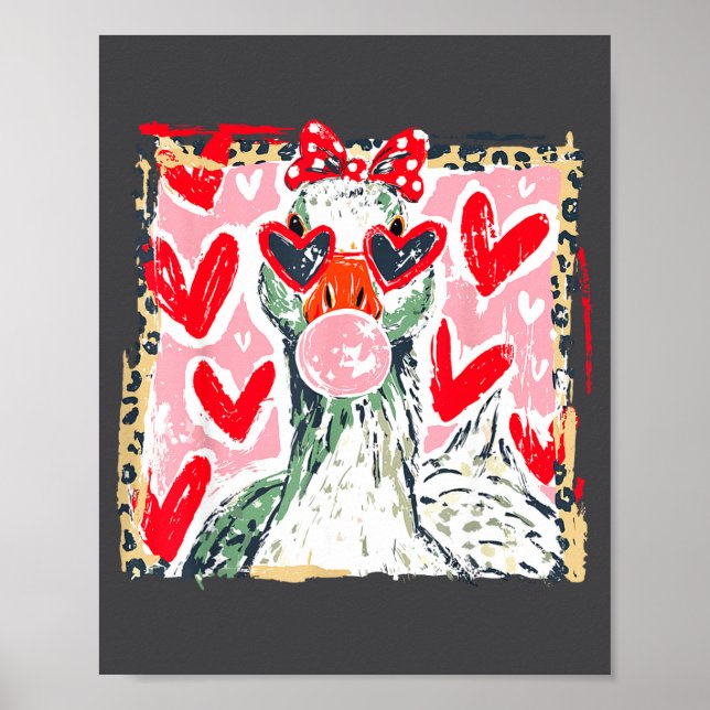 Poster Leopard Valentine's Day Goose Cute Animal Couple M (Devant)