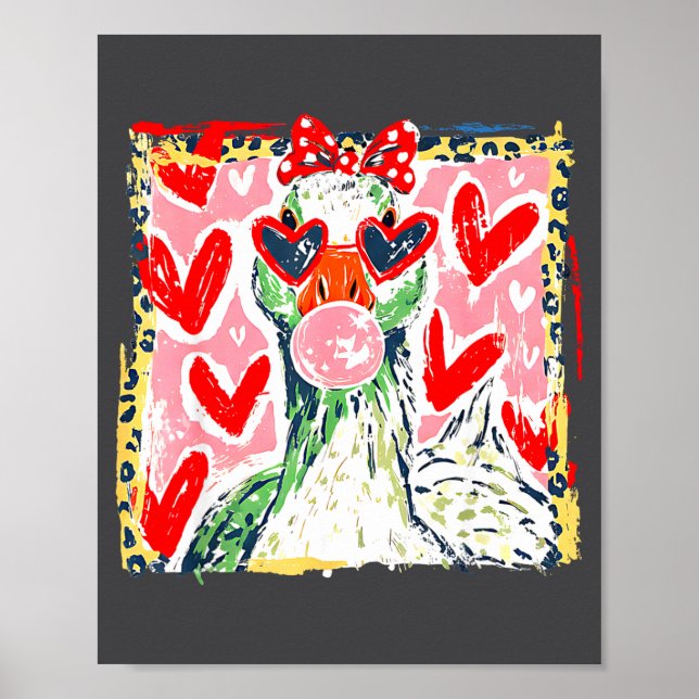 Poster Leopard Valentine's Day Goose Funny Cute Goose Hun (Devant)