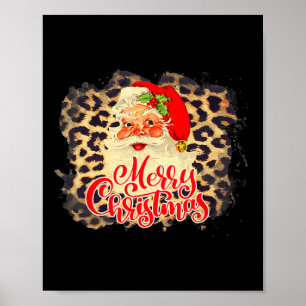 Poster Leopard Vintage Père Noël Joyeux Noël Père Noël