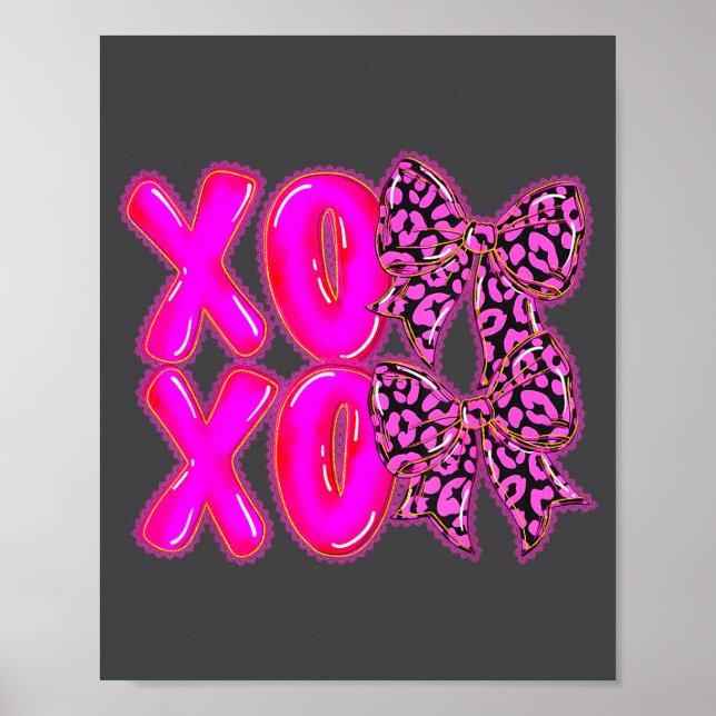 Poster Leopard Xoxo Coquette Bow Hearts Valentine's Day W (Devant)