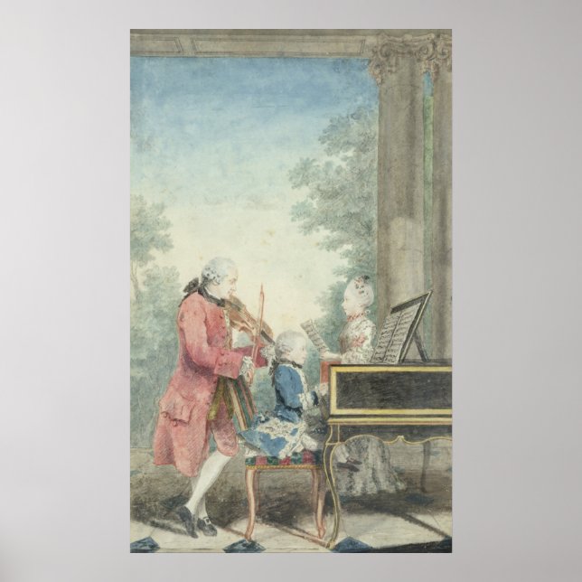 Poster Leopold Mozart et ses enfants Wolfgang (Devant)
