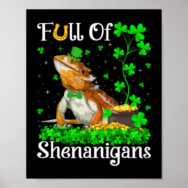 Poster Leprechaun Shamrock Leaf Porté Dragon St. Patric (Devant)