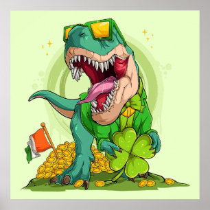 Poster Leprechaun T-Rex St. Patrick's Day
