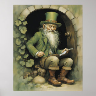 Poster Leprechaun with Shamrocks