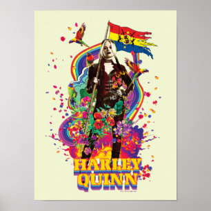 Poster L'équipe du suicide   Harley Quinn Flowers & Rainb