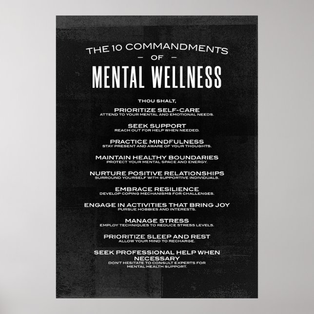 Poster Les 10 commandements du bien-être mental (Devant)