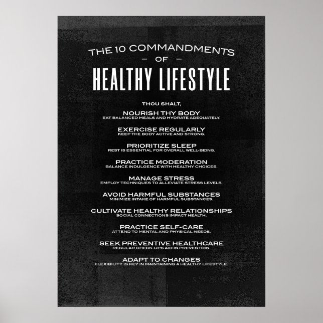 Poster Les 10 commandements d'un mode de vie sain (Devant)